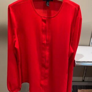 Ralph Lauren Women XL Red Long Sleeve Pleat front Blouse